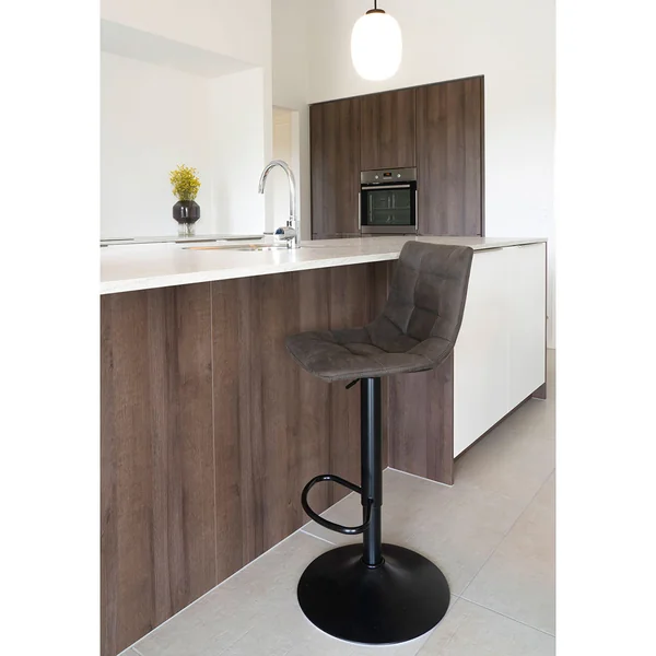 Chaise de bar pivantante réglable h88-108cm en microfibre marron - Middelfart