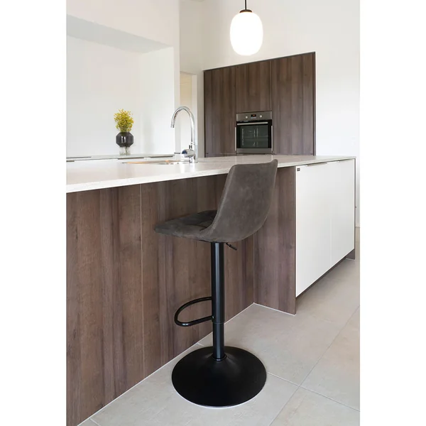 Chaise de bar pivantante réglable h88-108cm en microfibre marron - Middelfart