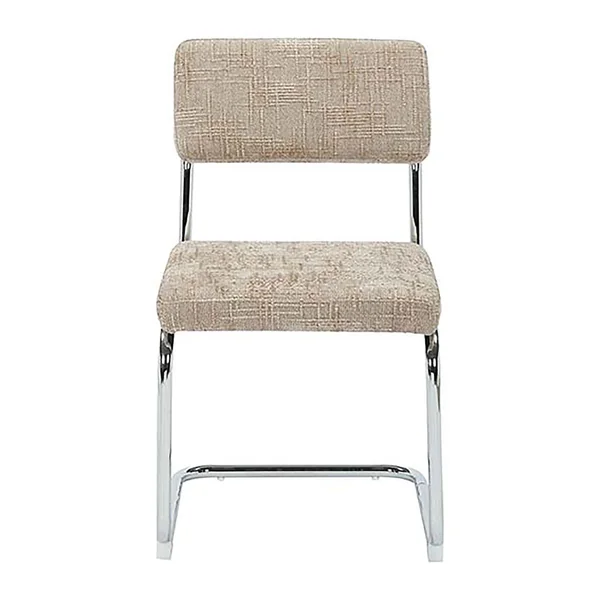 Chaise de salle à manger en fer et tissu beige - Estepan
