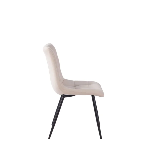 Chaise de salle à manger en tissu matelassé blanc ivoire - Lilly