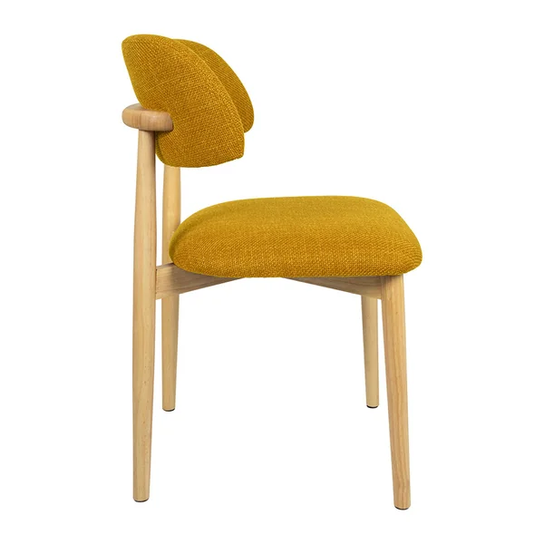 Chaise de salle à manger en tissu safran et hévéa - Elsy