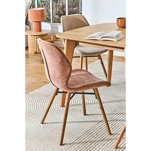 Chaise salle à manger en tissu soft touch marron nèfle - Keri
