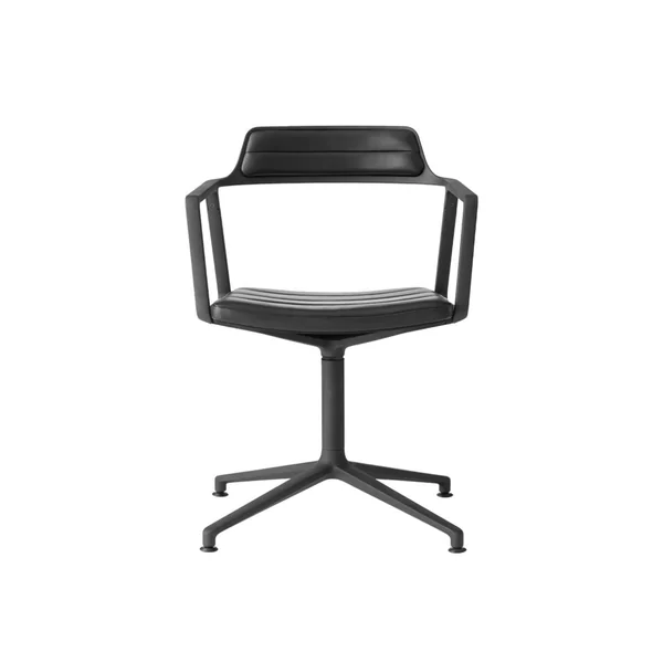Chaise SWIVEL CHAIR 452 sur patins Cuir noir / Aluminium peint noir VIPP