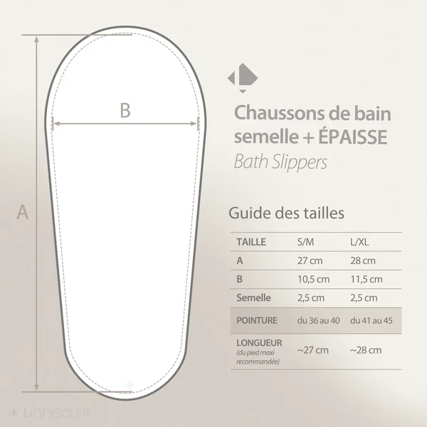 Chaussons de bain PIED-DE-POULE beige taille Small (S) du 36 au 38