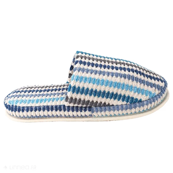 Chaussons à rayures taille L/XL 100% coton collection BREEZE bleu