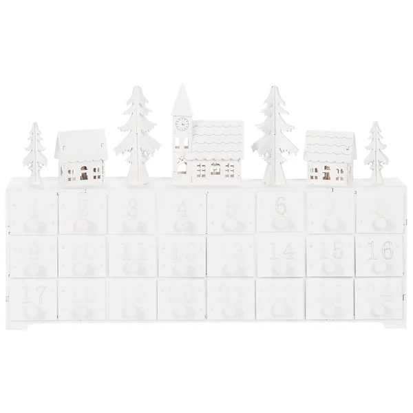 Christmas Decoration LED MUONIO Advent Calendar 24 cm White