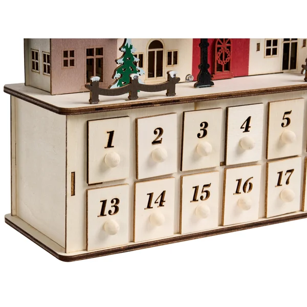 Christmas Decoration LED VISTERFLO Advent Calendar 24 cm Light Brown