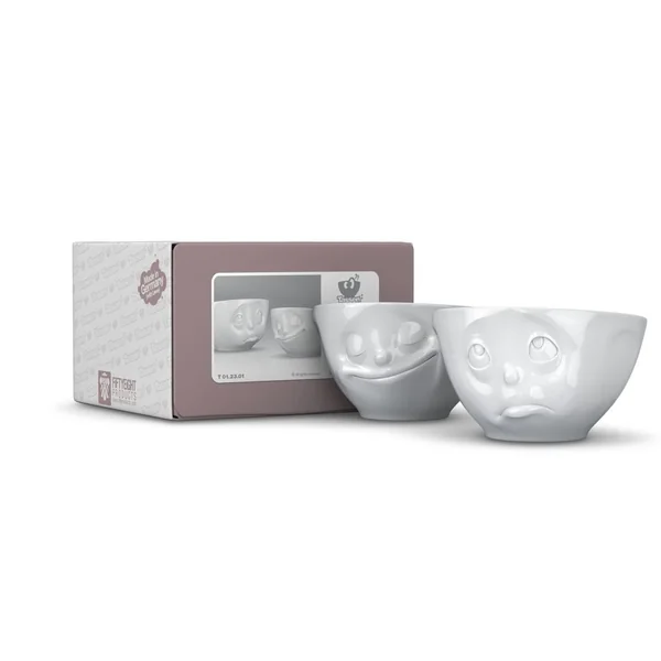 Coffret de 2 Bols visage Heureux et Oh Please! 20cl Tassen