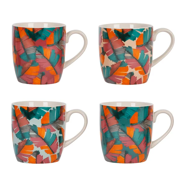 Coffret de 4 tasses en grès multicolore 35cl - Seguia