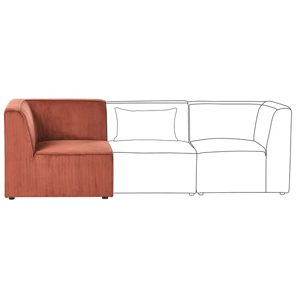 Corner Seat LEMVIG Corduroy Golden Brown Left Hand