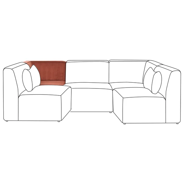 Corner Seat LEMVIG Corduroy Golden Brown Left Hand