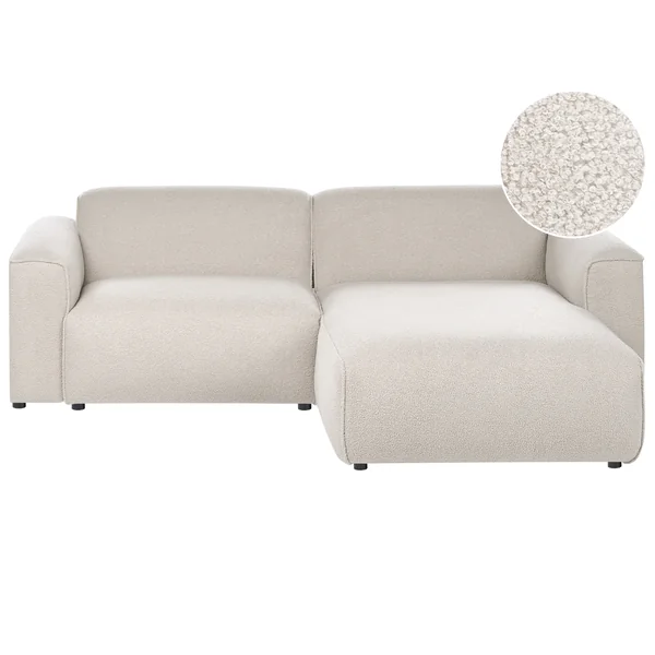 Corner Sofa 3 Seater FAABORG Boucle Beige Left Hand
