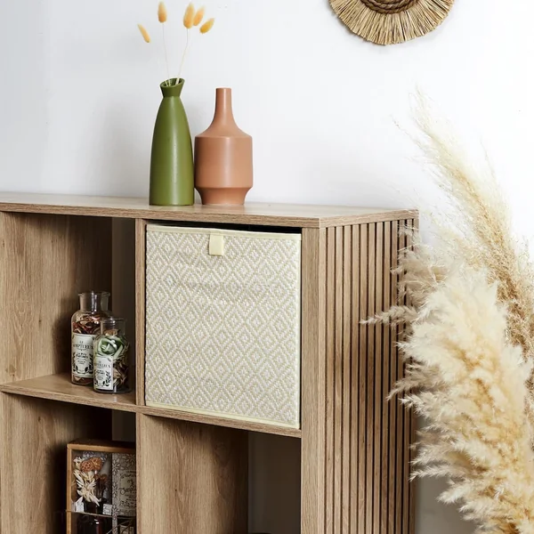 Cube de rangement 30x30x30 cm collection BRAID motif tressé blanc 27L