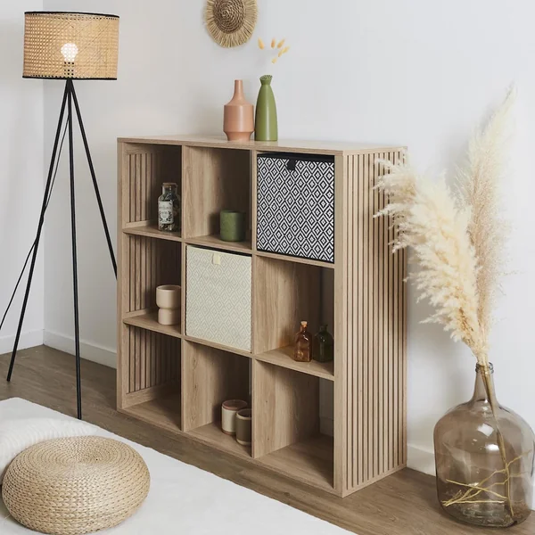 Cube de rangement 30x30x30 cm collection BRAID motif tressé blanc 27L