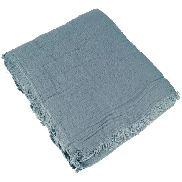 Dessus de lit 270x250 cm BREHAT 100% gaze de coton bleu orage