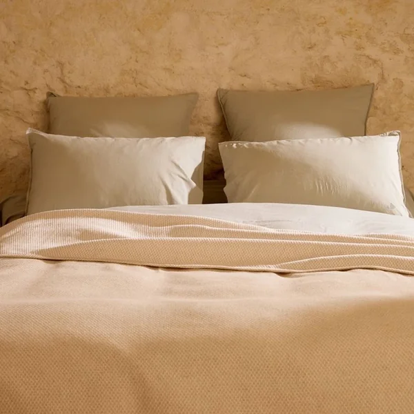 Dessus de lit 270x250 cm coton et lin mélangés CABOURG écru naturel