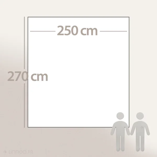 Dessus de lit frange 270x250 cm BREHAT 100% gaze de coton blanc