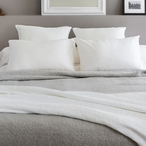 Dessus de lit Jacquard 180x250 cm GUETHARY coton polyester gris perle