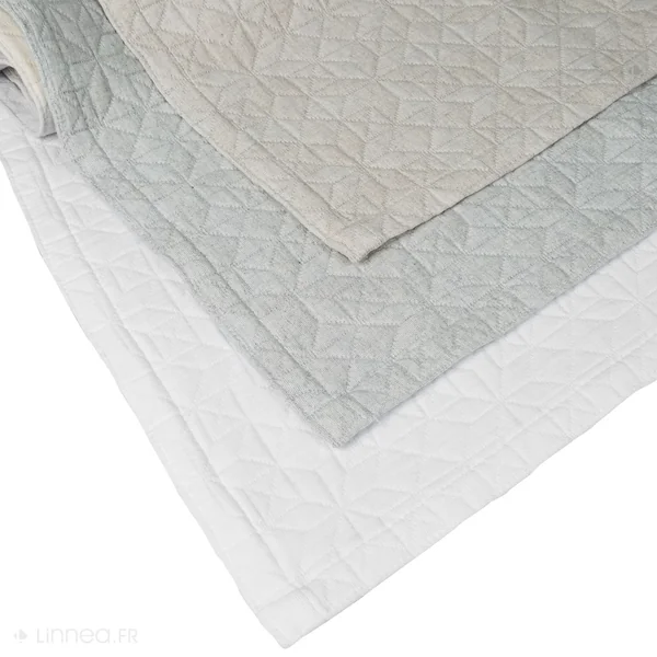 Dessus de lit Jacquard 230x250 cm GUETHARY coton et polyester blanc