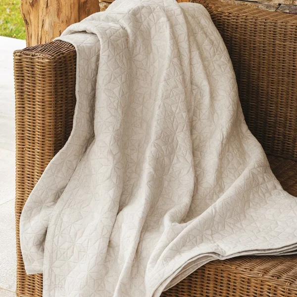 Dessus de lit Jacquard 270x250 cm GUETHARY coton et polyester blanc