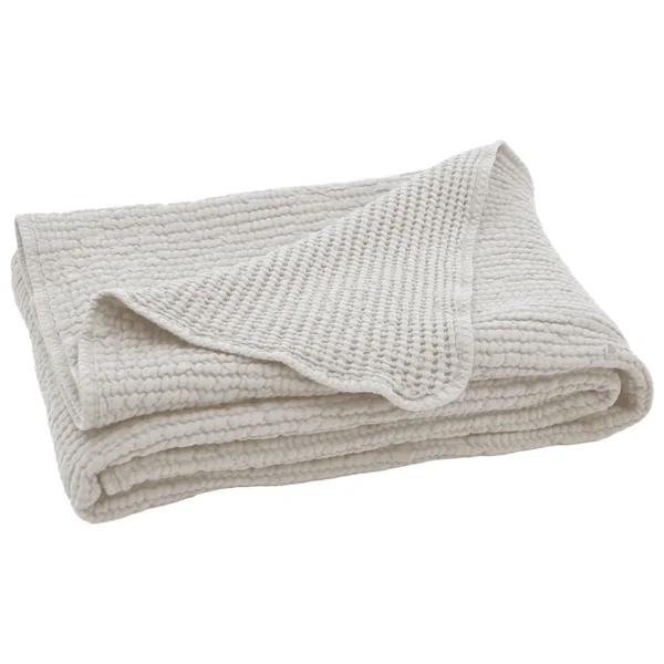 Dessus de lit réversible 230x250 cm JAIPUR en 100% coton beige craie