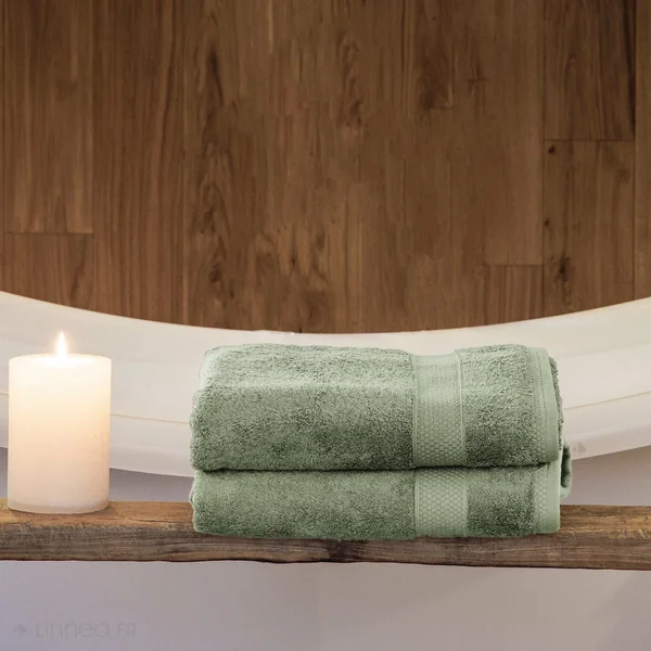 Drap de bain 100% coton 550 g/m2 95x140 cm collection NAÏA vert Olive
