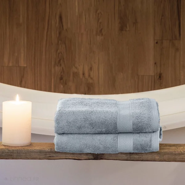 Drap de bain coton 550 g/m2 95x140 cm NAÏA bleu Glacier