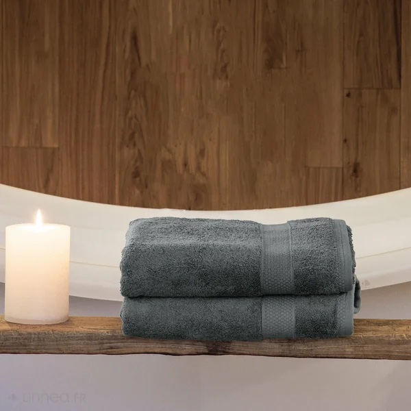 Drap de bain coton 550 g/m2 95x140 cm NAÏA gris Anthracite