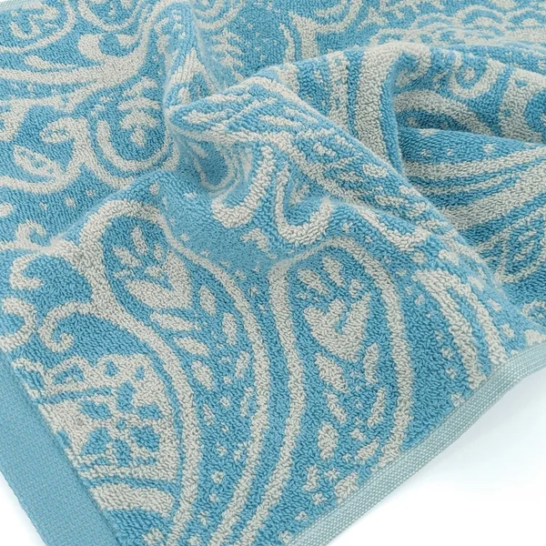 Drap de douche 100% coton 70x140 cm motif mandala collection PLENTY bleu