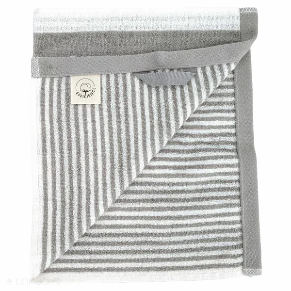 Drap de douche 70x140 cm coton collection EFFICIENCE STRIPES gris lunar