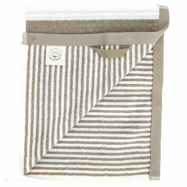 Drap de douche 70x140 cm coton collection EFFICIENCE STRIPES marron roble