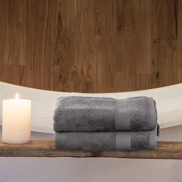 Drap de douche coton 550 g/m2 70x130 cm NAÏA gris Ardoise