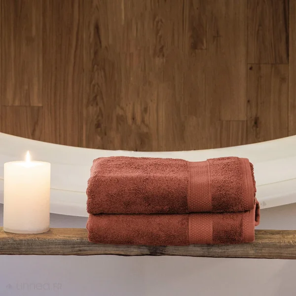 Drap de douche coton 550 g/m2 70x130 cm NAÏA orange Argile