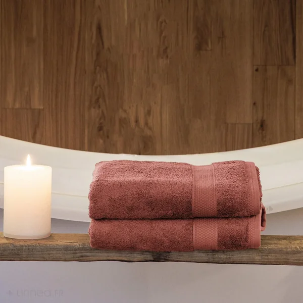Drap de douche coton 550 g/m2 70x130 cm NAÏA rose Pêche