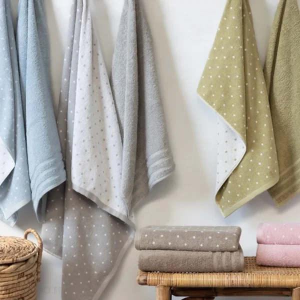 Drap de douche en coton 70X140 cm collection EFFICIENT DOTS gris lunar