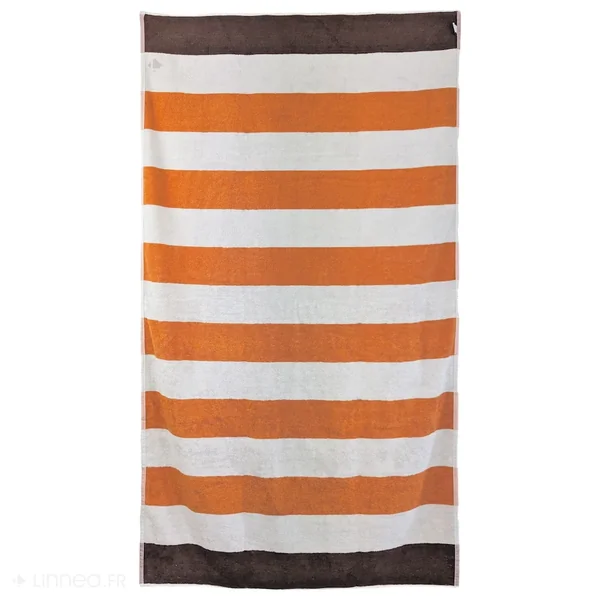 Drap de plage en velours de coton 100x180 cm PALLANTE orange à rayures