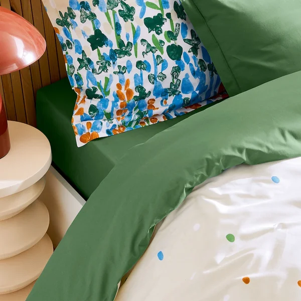 Drap housse 140x190 cm bonnet 23 100% coton ÉVASION Vert fougère