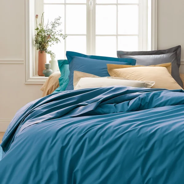 Drap housse 140x190 cm bonnet 30 cm percale de coton PASSION PERCALE bleu Cobalt