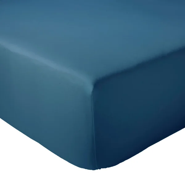 Drap housse 200x200 cm bonnet 40 cm percale de coton PASSION PERCALE bleu Cobalt