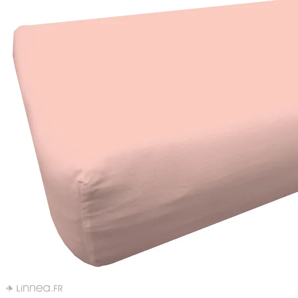 Drap housse 90x190 cm polyester microfibre LAGO rose bonnet 28 cm