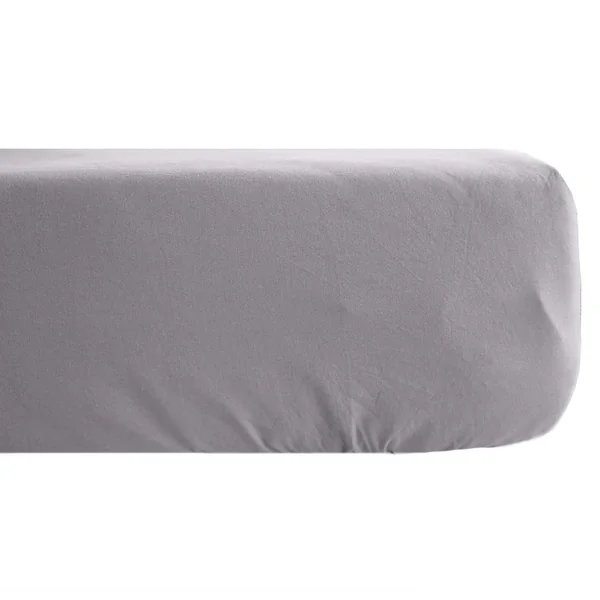 Drap housse en lin lavé froissé 160x200 cm SONATE gris Cendre