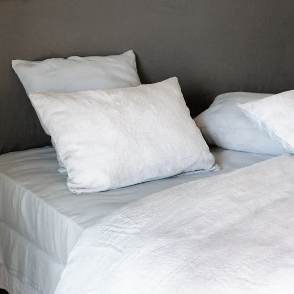 Drap housse en lin lavé froissé 180x200 cm SONATE blanc Neige