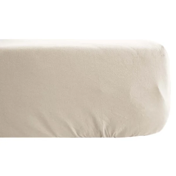 Drap housse en lin lavé froissé 90x190 cm SONATE écru Ficelle