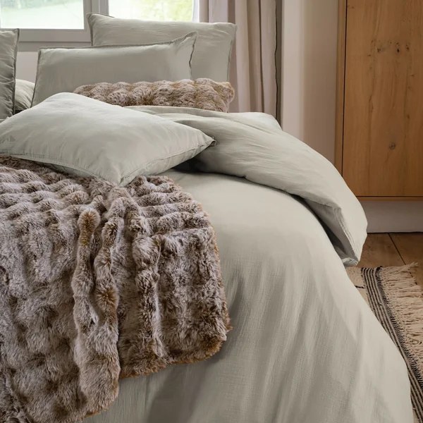 Drap housse MILOS mousseline de coton 140x200 cm bonnet 30 cm uni beige ficelle