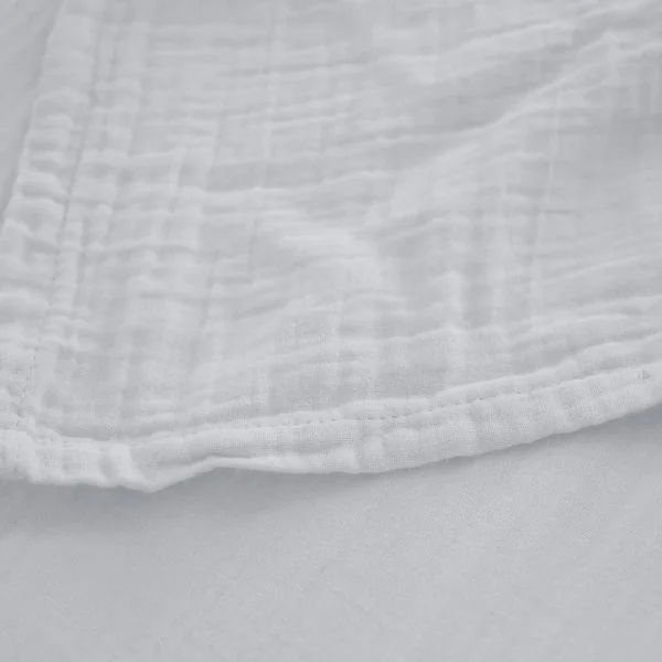 Drap housse MILOS mousseline de coton 160x200 cm bonnet 30 cm uni blanc neige