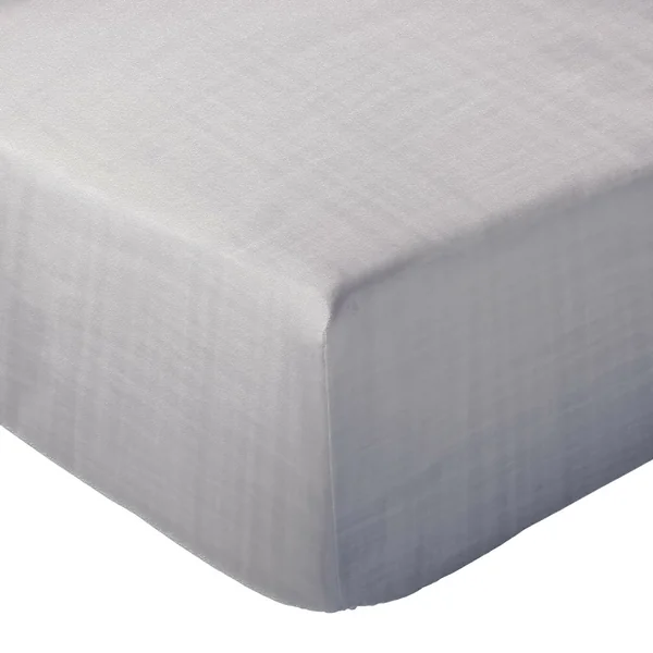 Drap housse MILOS mousseline de coton 180x200 cm bonnet 30 cm uni gris cendre
