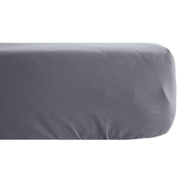 Drap housse PALACE pur coton lavé 180x200 cm bonnet 35 cm uni gris brume