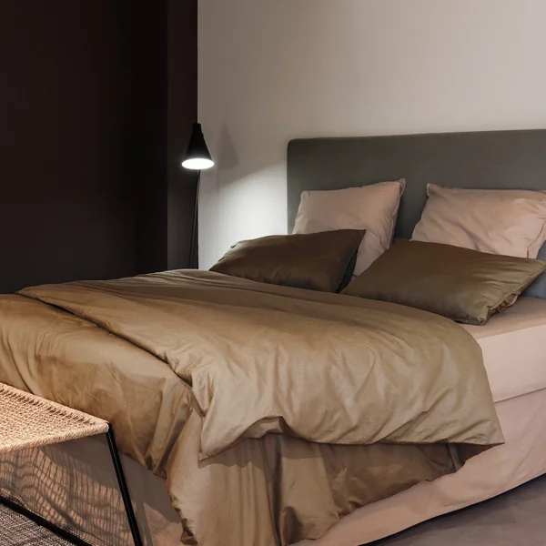 Drap housse PALACE pur coton lavé 90x190 cm bonnet 30 cm uni marron cognac
