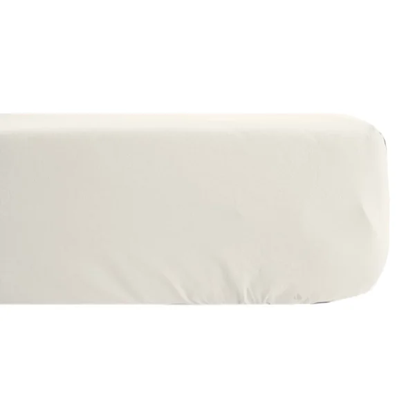 Drap housse uni 140x190 cm bonnet 35 cm percale de coton MANOIR Ivoire