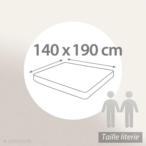 Drap housse uni 140x190 cm bonnet 35 cm percale de coton MANOIR vert Mousse
